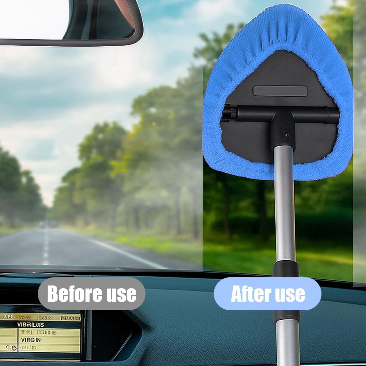 Car Windshield Cleaner Tool, Vehicle Window Detailing Cleaning Kit with Extendab