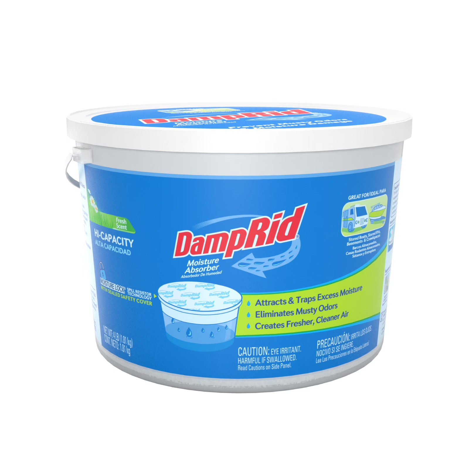 DampRid Moisture Absorber 4 Lbs Fragrance Free Remove Odors Hi-capacity Bucket