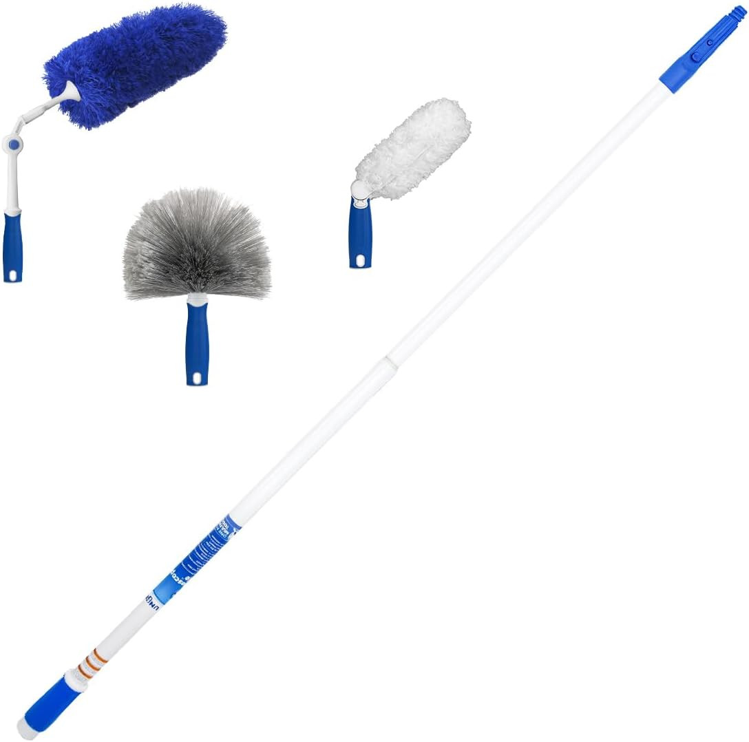 Connect and Clean Dusting Kit with 4′ Steel Pole, Features Microfiber