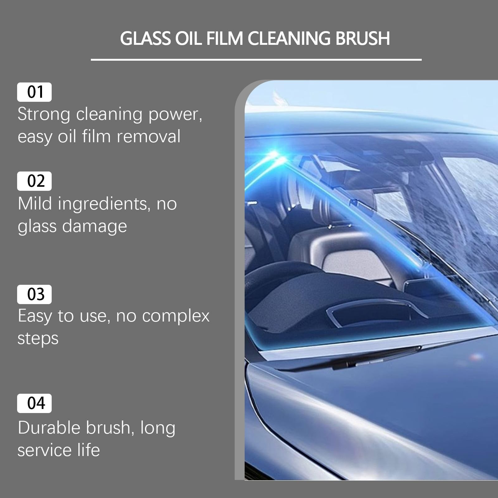 2PC Glass Oil Film Remover Automotive Cleaner for Residue & Road Grime
