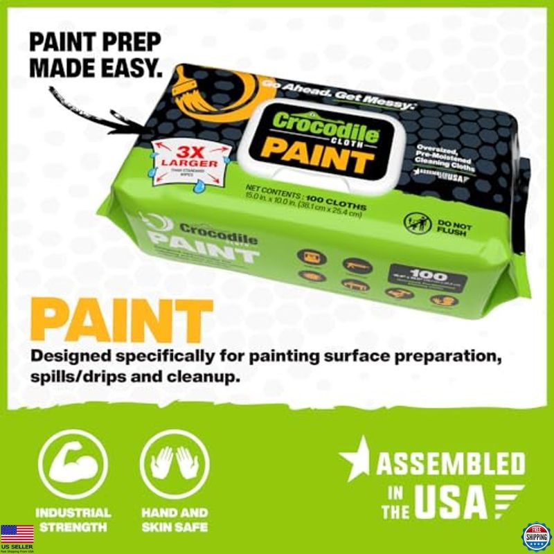 Heavy-Duty Paint Cleaning Wipes 100 Count 15″x10″ for Prep & Cleanup