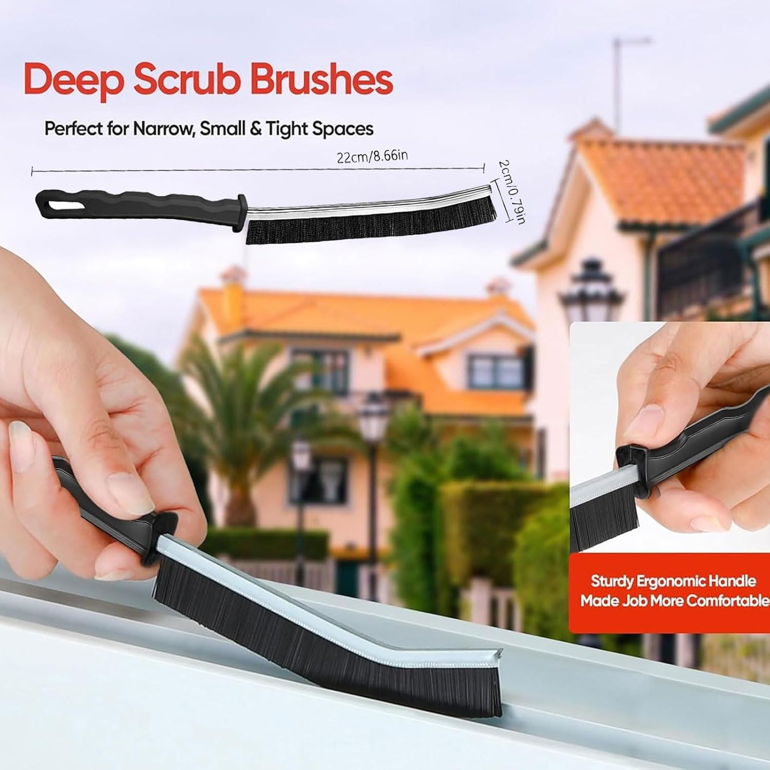 Crevice Cleaning Brush Tool – Heavy Duty Hard Bristle Gap Brush for Deep Clea…