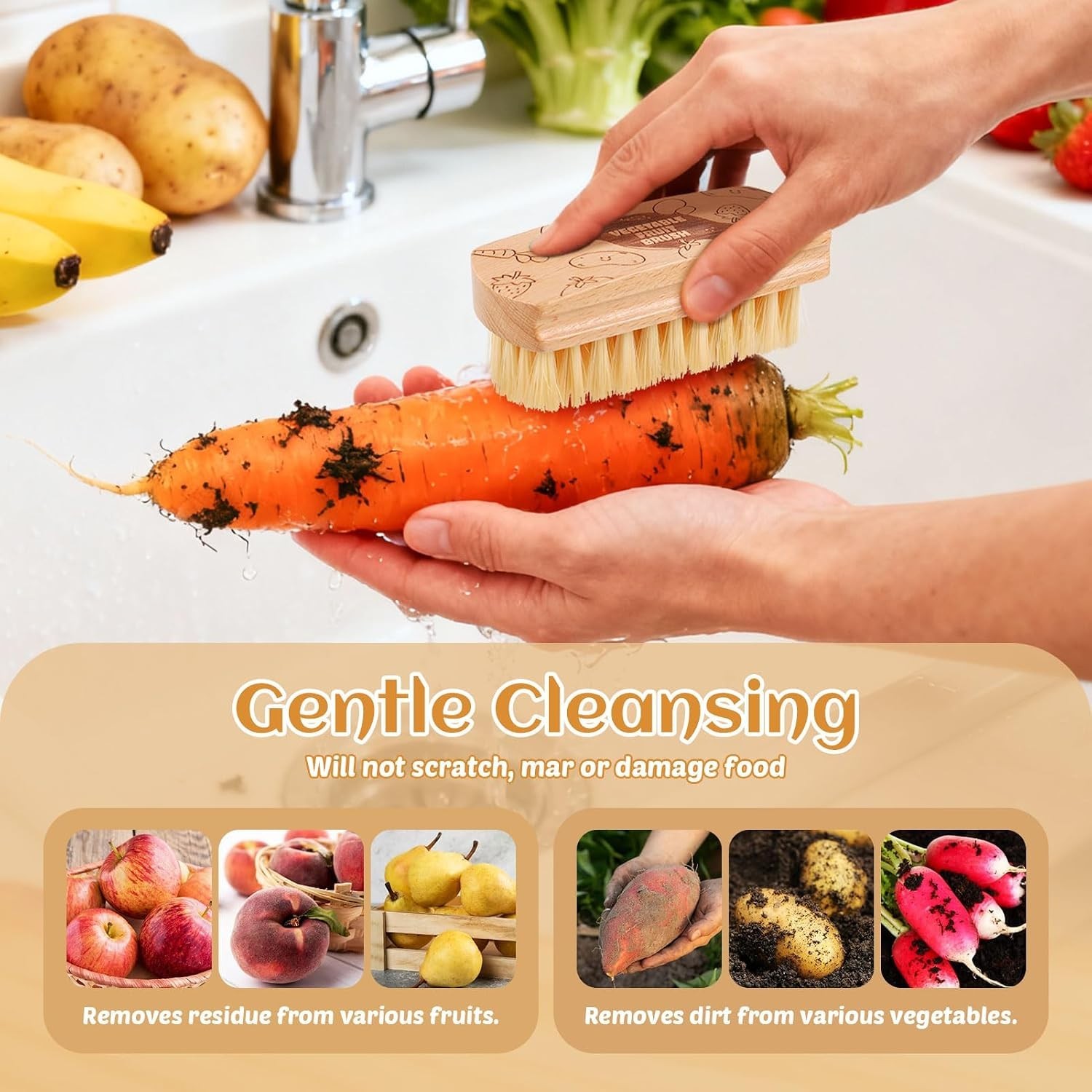 Gentle Yet Durable Fruit and Vegetable Scrubber for Everyday Kitchen Tasks