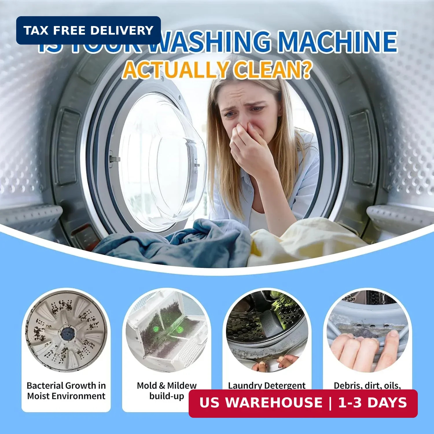 Washing Machine Cleaner Tablets-24 Packs,Deep Cleaning Tablets For HE Front Load