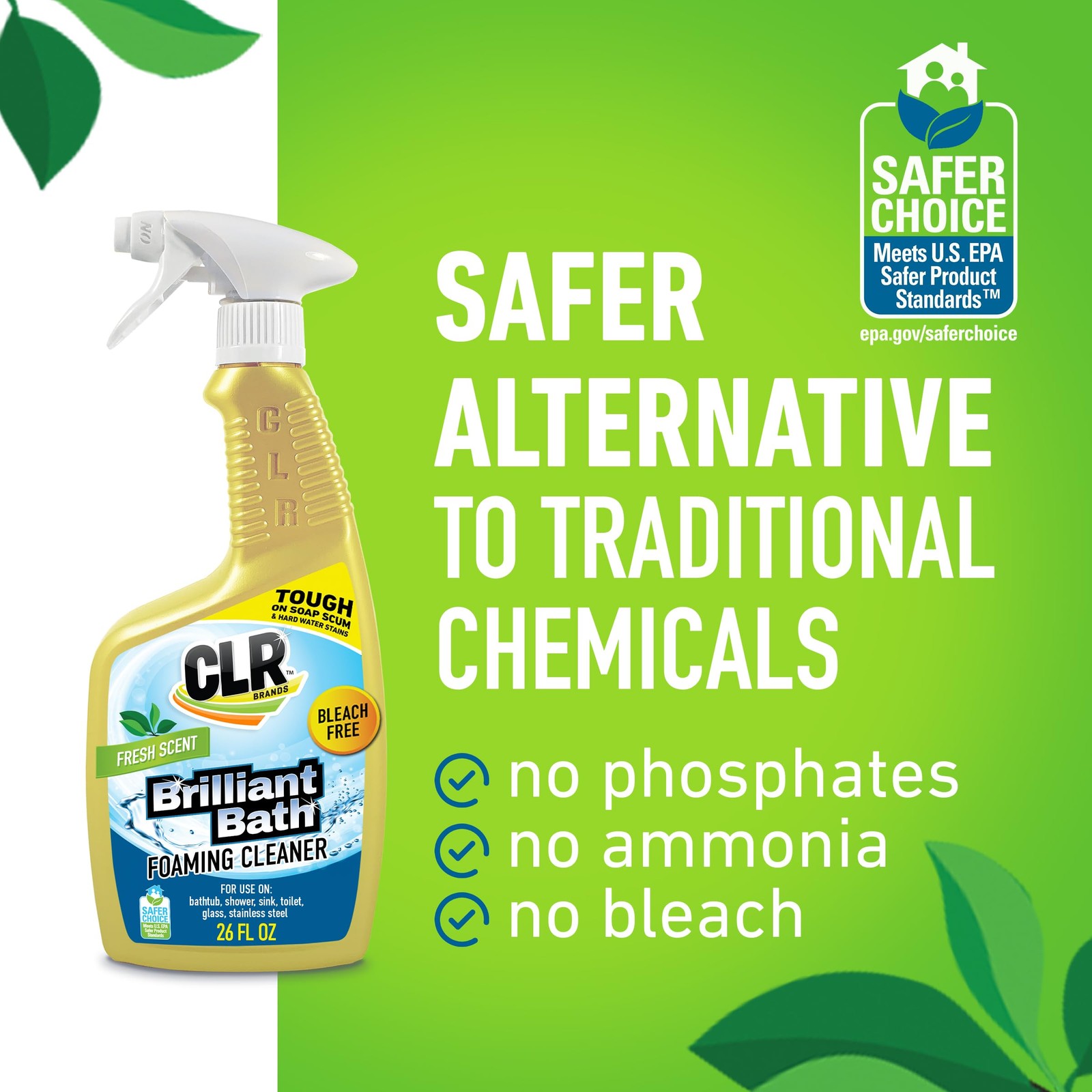 Clr Brilliant Bath Cleaner 26 Fl Oz Pack Of 2 Powerful Foam Formula