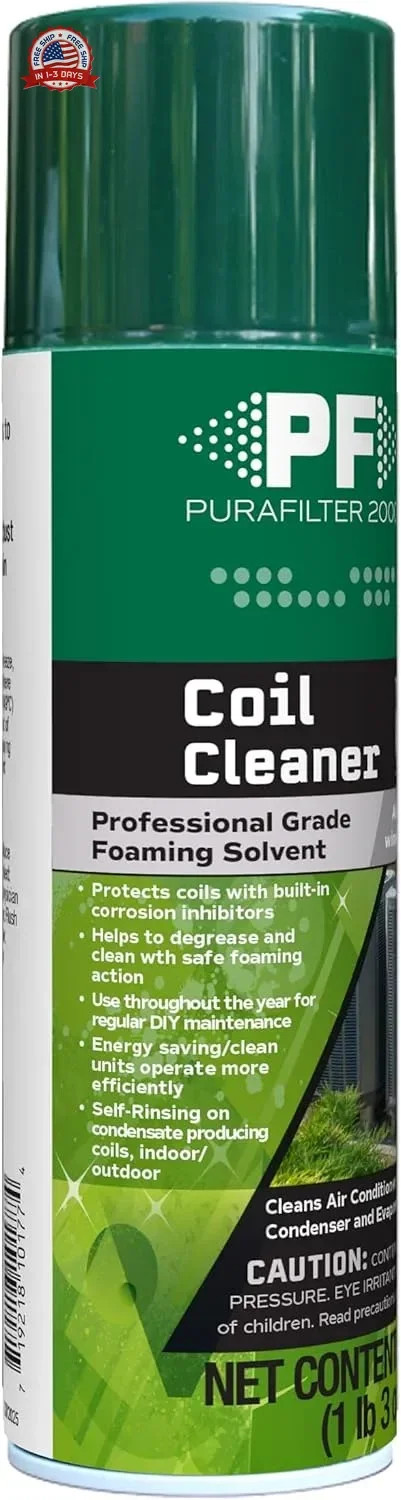 Heavy-Duty Foaming Coil Cleaner for HVAC Condenser Evaporator Systems 16oz for A