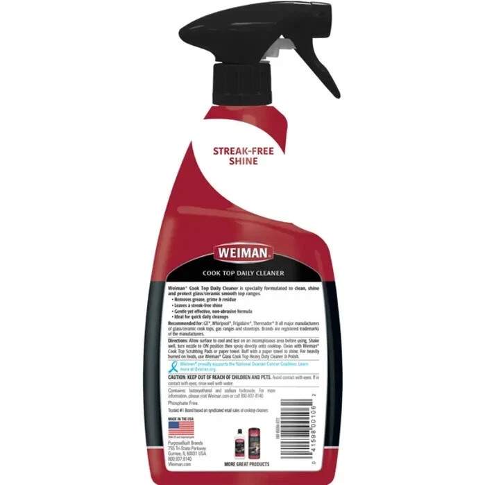 WEIMAN Glass Ceramic Stove Top DAILY CLEANER Polish Shine Protect RANGE TOP 22oz