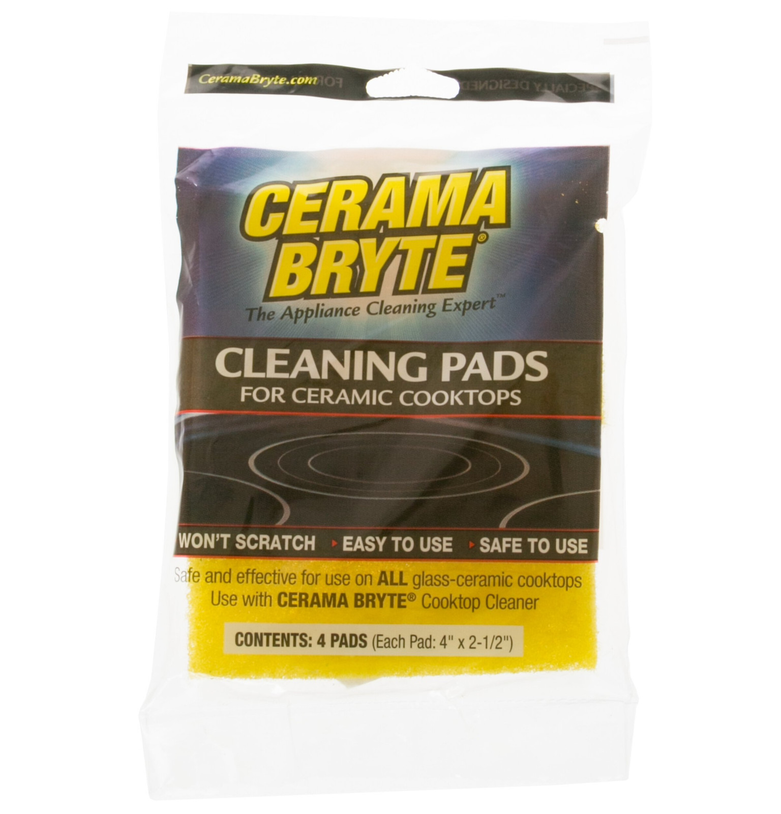 Ceramic Cooktop Cleaning Pads Non Woven Fibers Scratch Free Shine 4 Pack