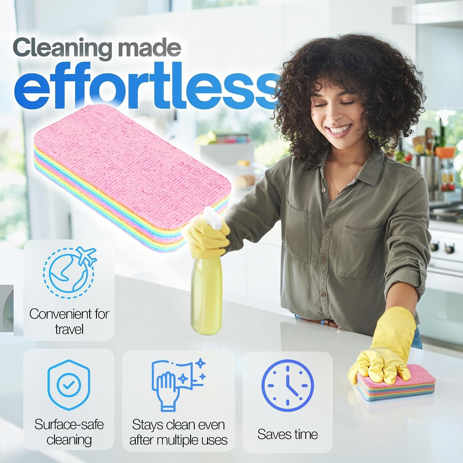 Peelable Microfiber Sponges 4 Pack – 12-Layer Tear Away PVA Cleaning Pads, Ul…