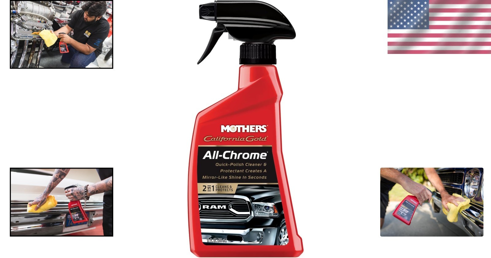 Quick Shine California Gold All-Chrome 12 oz – Cleans & Protects Chrome Finishes