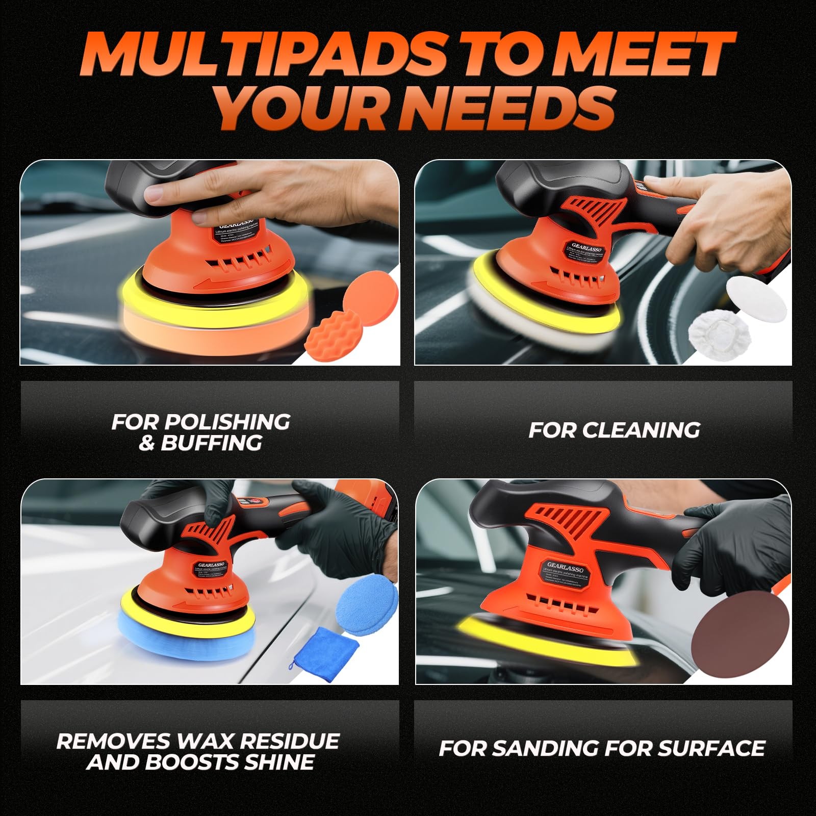 Car Buffer Polisher, 8 Variable Speed Car Polisher 2800-6000RPM Cordless Car …