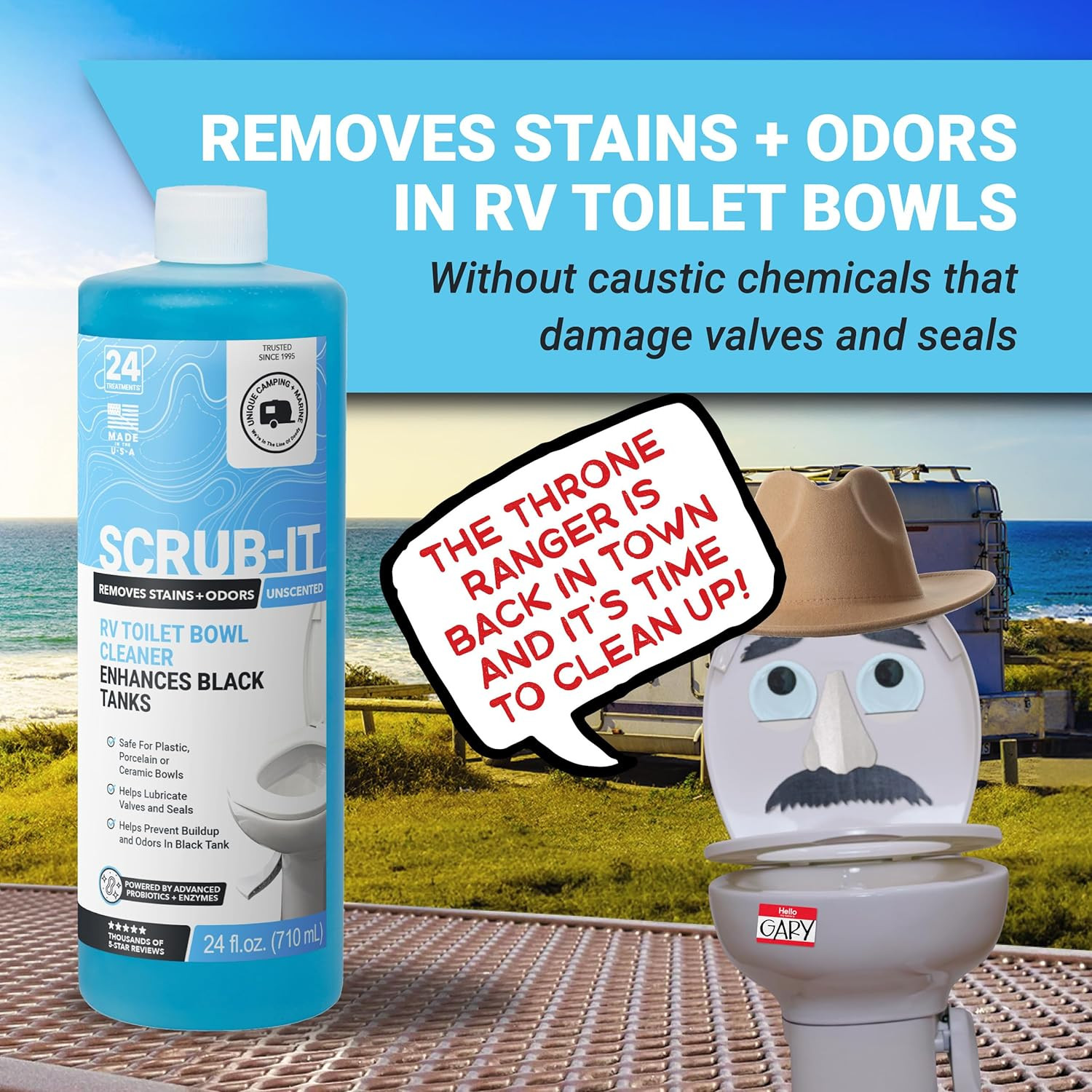 RV Toilet Cleaner Bundle, Scrub-It Liquid 24 Oz. (Pack of 2) and RV Toilet Brush