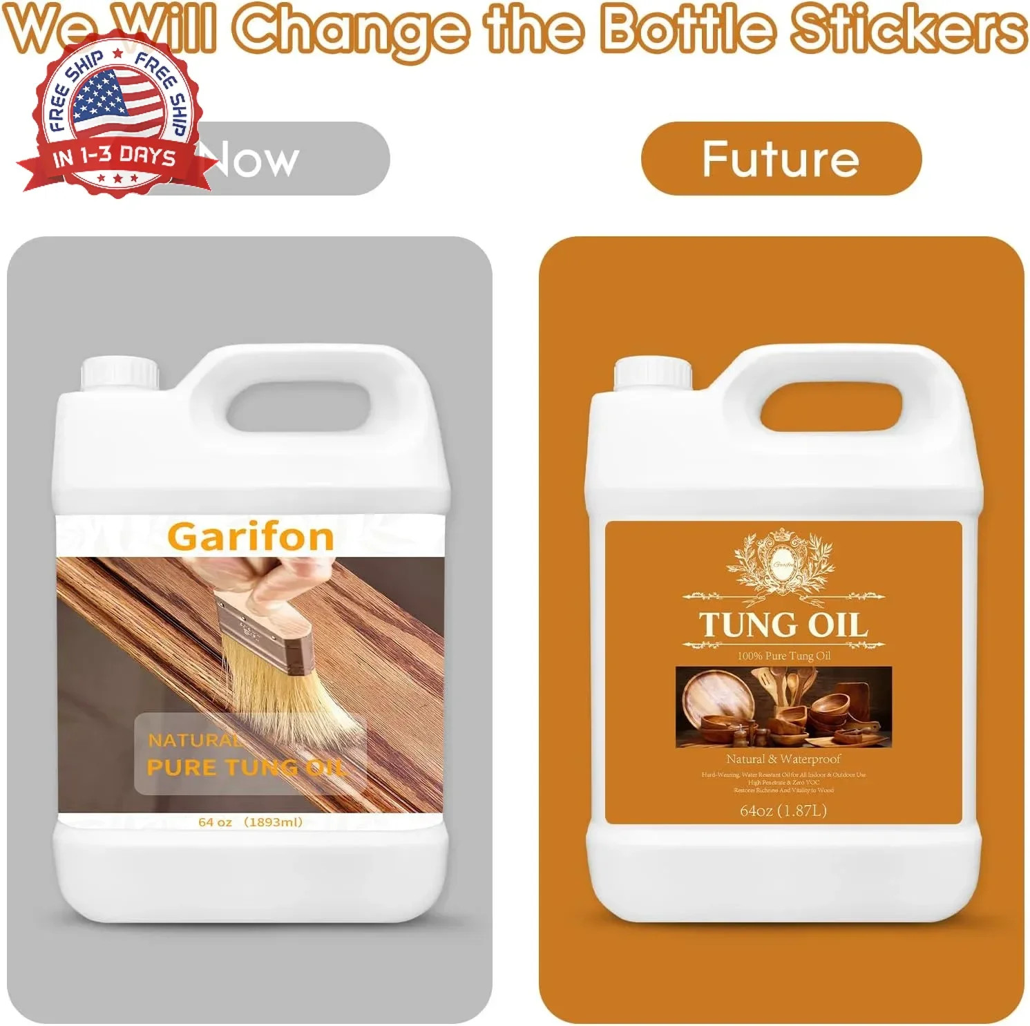 64 OZ 100% Pure Tung Oil for Outdoor Furniture & Indoor Wood – Food Grade, Seale