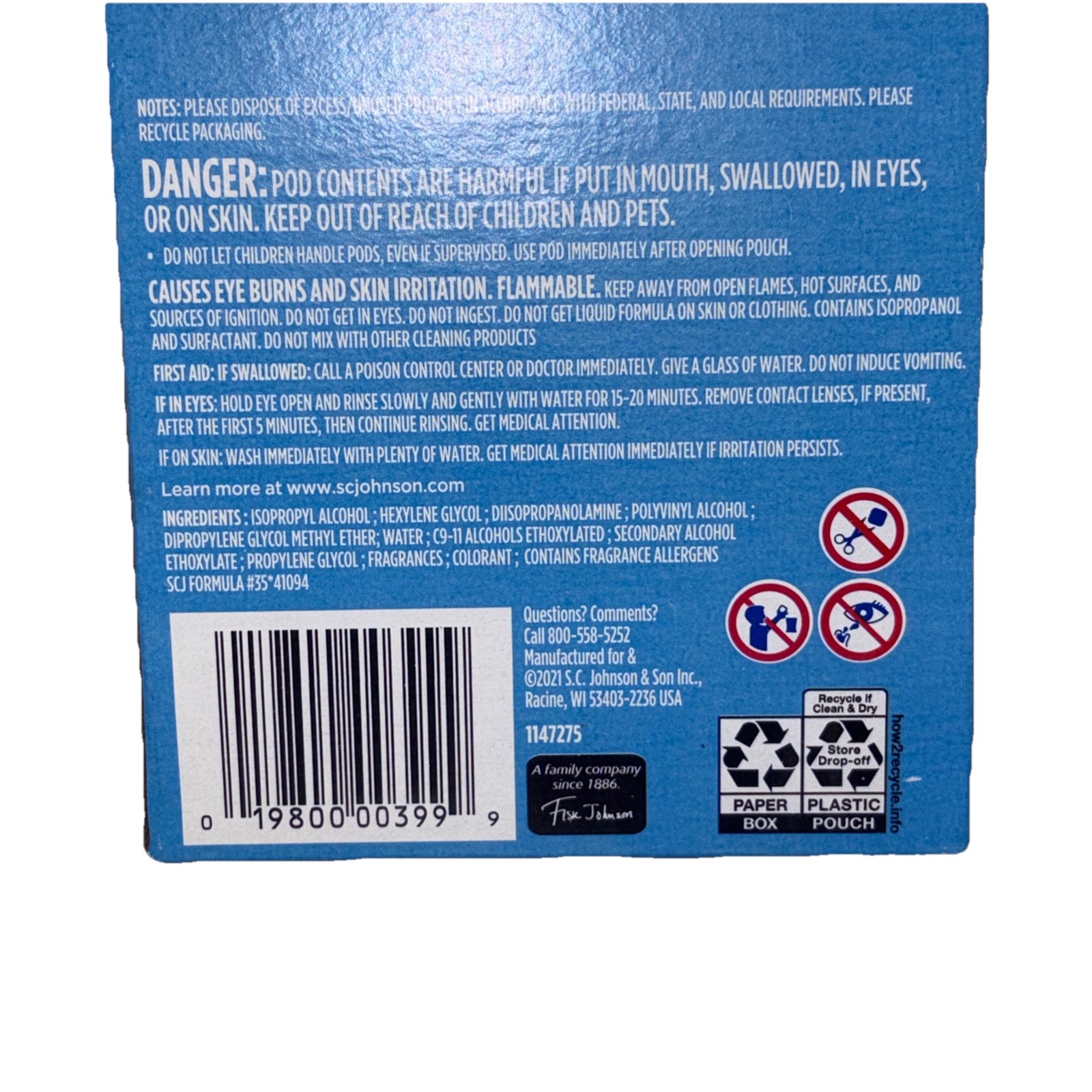 (2) Windex Dissolve Concentrated Pods Original Scent Glass Cleaner 2 Refills Per