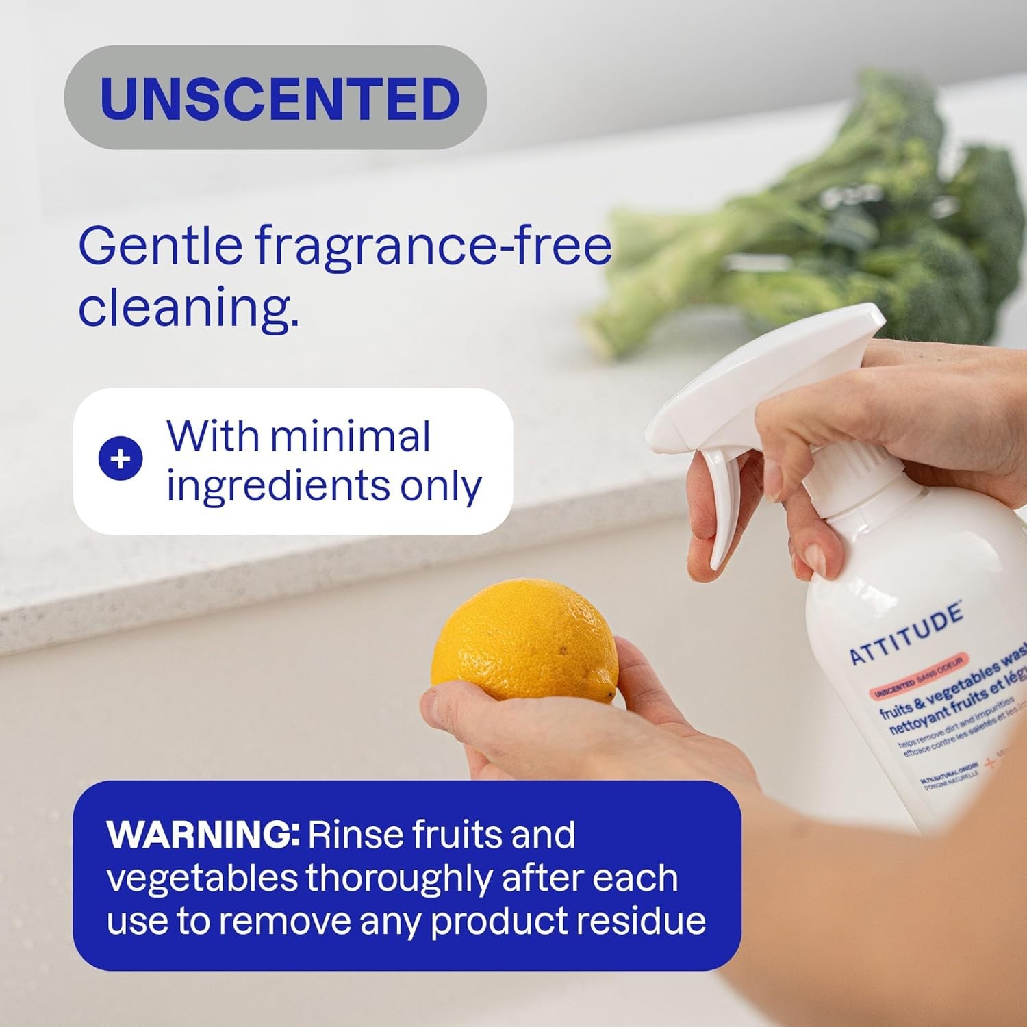 ATTITUDE Fruit & Vegetable Wash, Food-Safe Cleaner