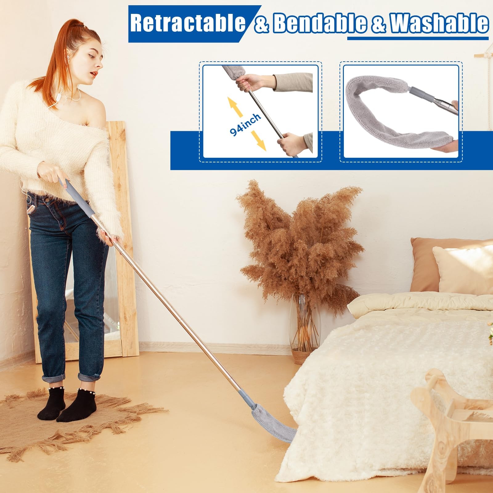 Feather Duster Set 4 Pieces 30100 Inch Retractable Gap Dust Cleaner And Feathe
