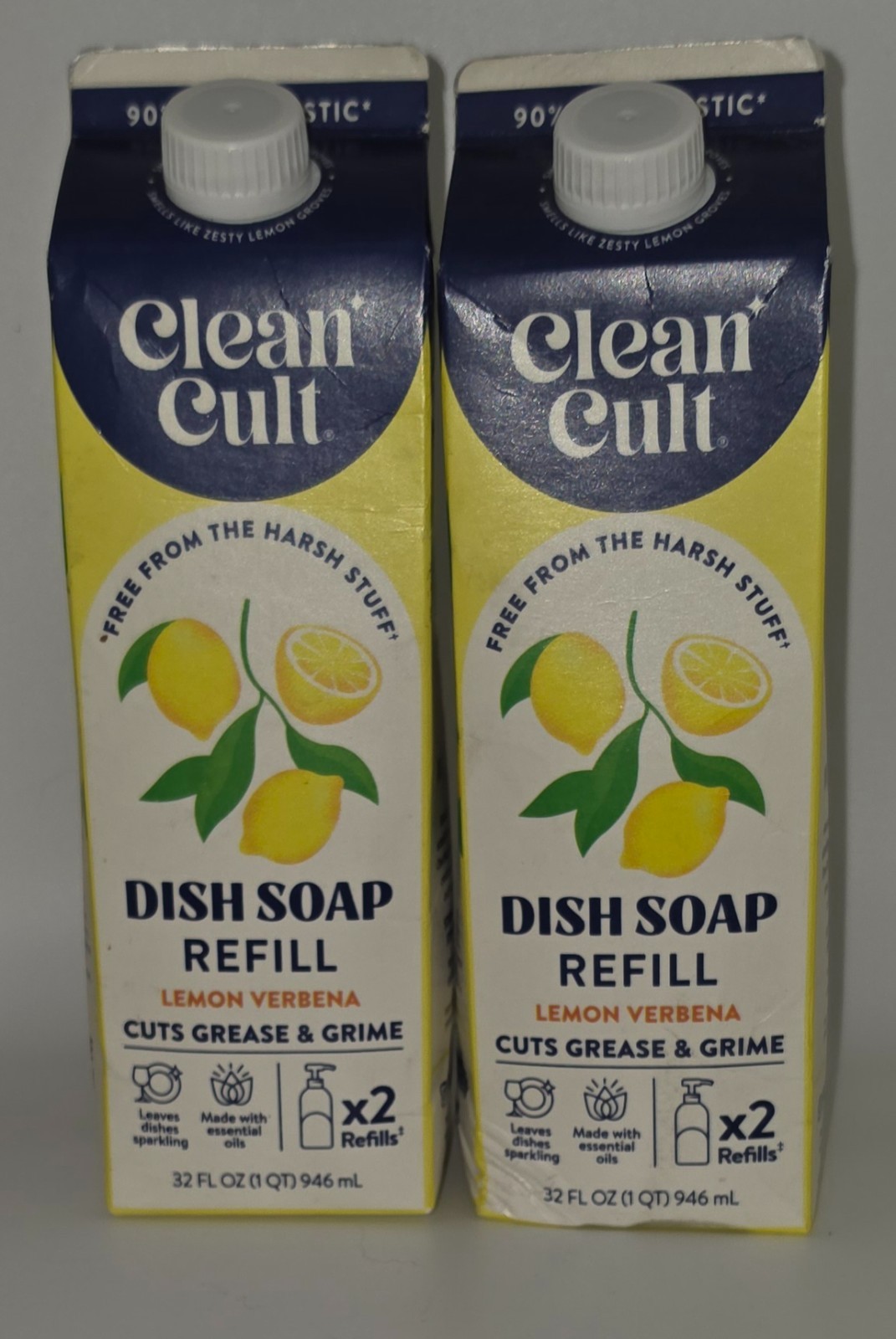 2-Pack Dish Soap Liquid Refill 32 fl oz Plant Based Cleaning Power Pack
