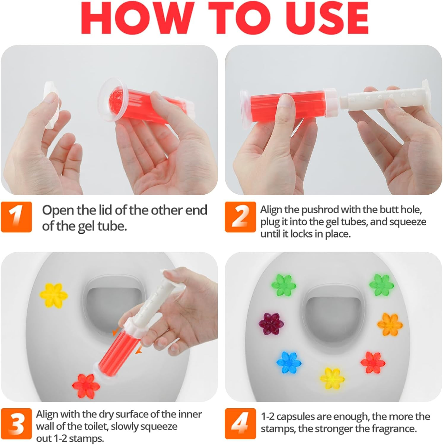 84 Flower Toilet Gel Stamps, Assorted Scents, Long Lasting Automatic Deodorizer,