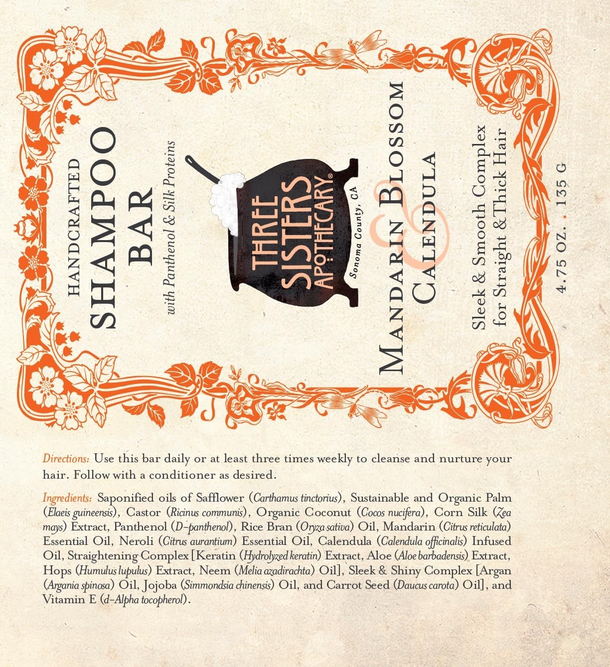 Three Sisters Apothecary Daily Solid 4.75 oz. Shpoo Bars (Mandarin