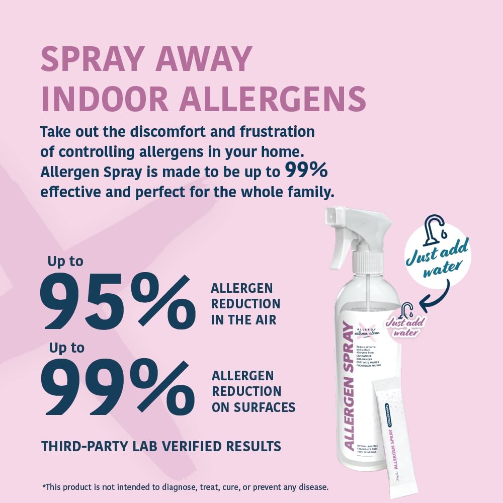 Allergen Spray, Air, Surface, Pets, Dust, Bottle, 1 Refill, Over 64oz Total