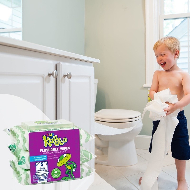 Hypoallergenic Flushable Wipes Kids Travel Case Potty Training Gentle Cleansing