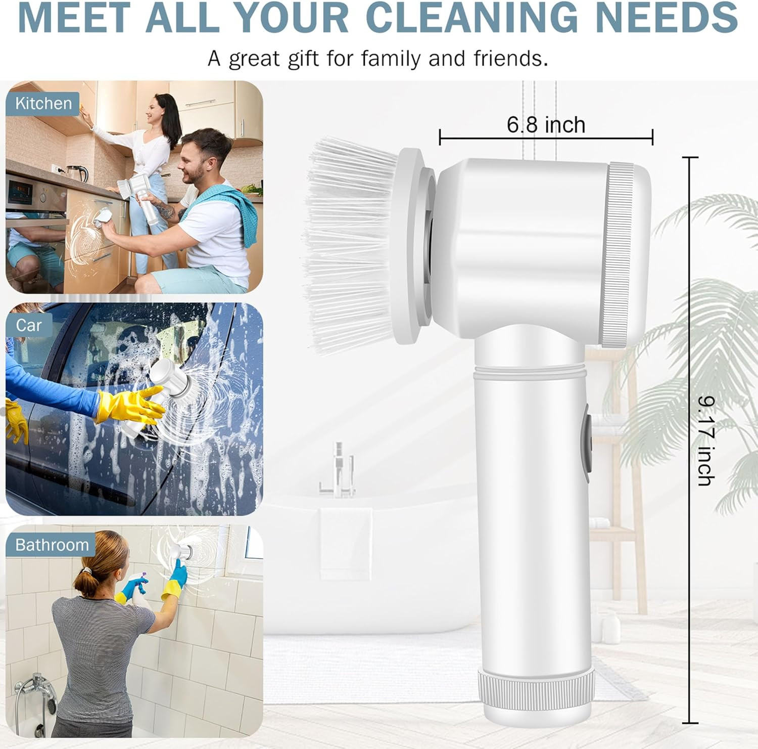 Electric Spin Scrubber Cordless Tub,Shower Tile Scrubber,Floor Scrubber for Clea