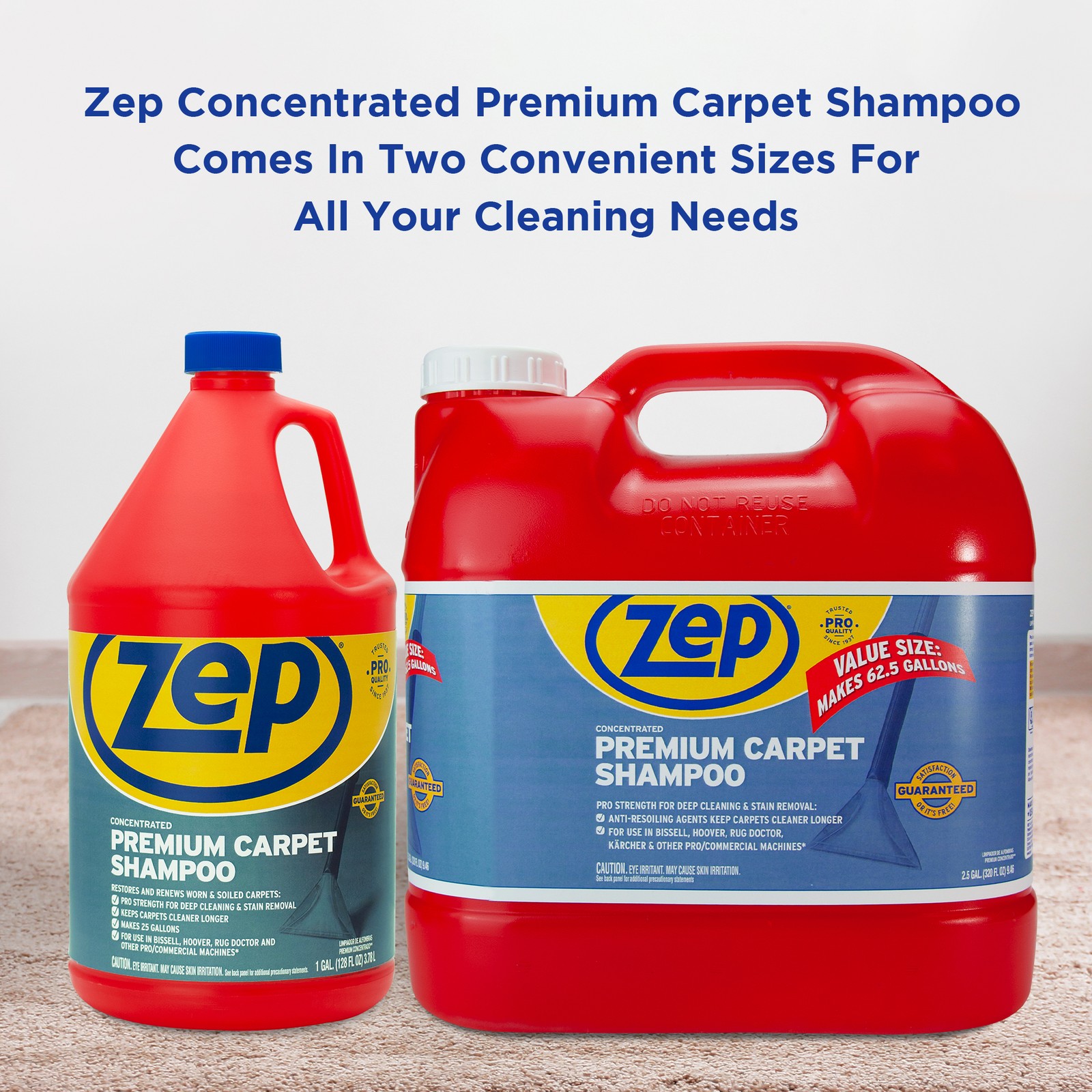 Zep Premium Carpet Cleaner Shampoo – 1 Gallon (Case of 2) ECZUPXC1282