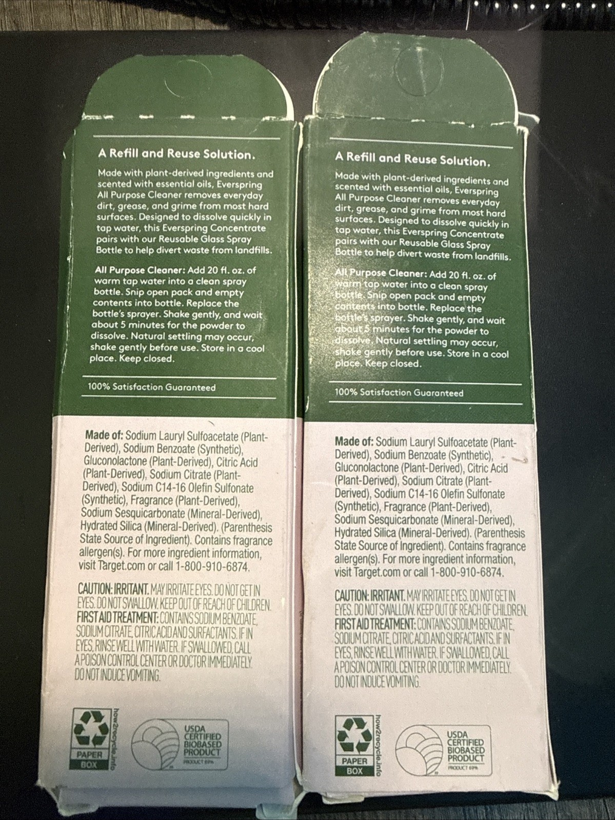 Lot Of 2 Everspring Bathroom Cleaner Concentrates Lemon Mint & Lavender Bergamot