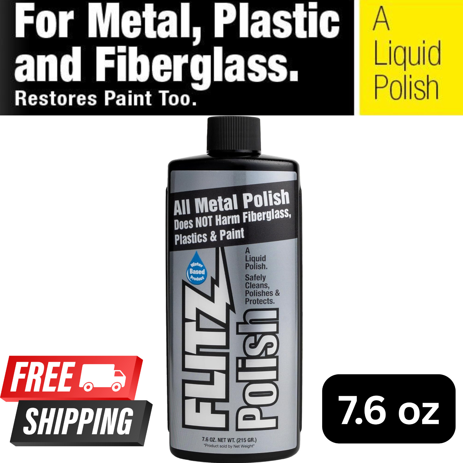 FLITZ Multi-Purpose Metal Polish Liquid 7.6oz – Tarnish & Rust Remover- FreeShip