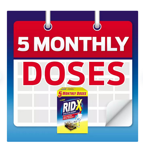 RID-X Septic Tank Treatment Powder, 5 Month Supply (49 oz.) FREE SHIPPING