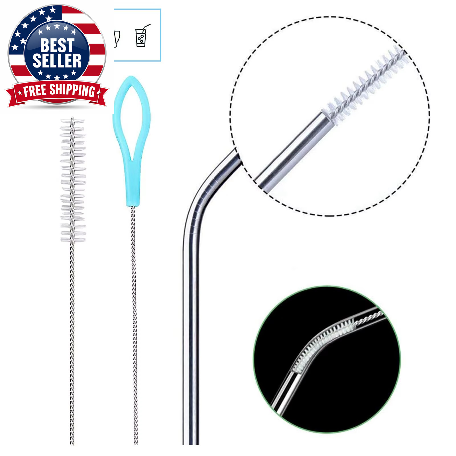 Nylon Stainless Steel Straw Brushes Drinking Straw Cleaning Extra Pipe Straw Cle
