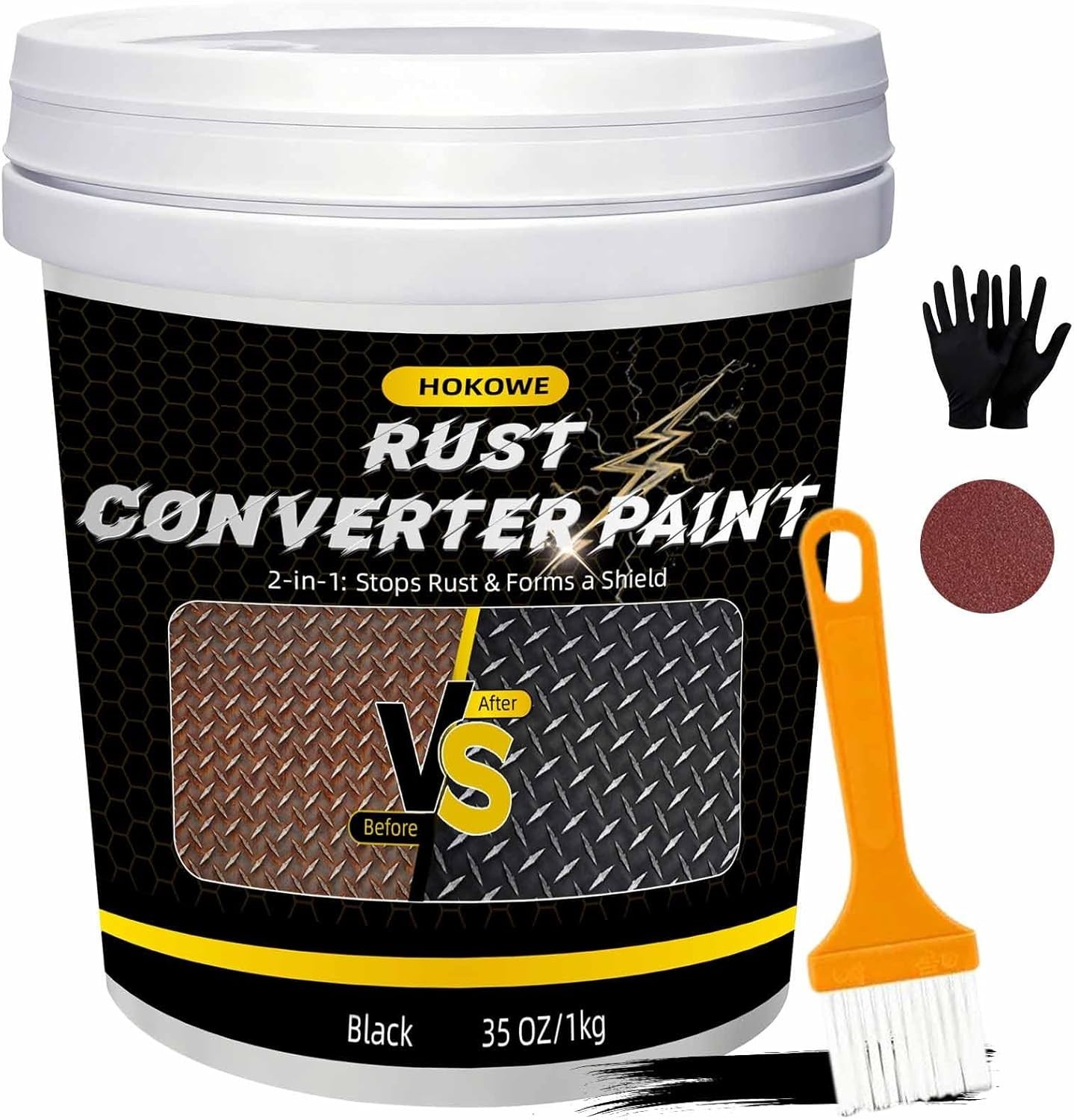 2-In-1 Rust Converter & Metal Primer 35Oz Black – Rust Inhibitor Paint for Metal