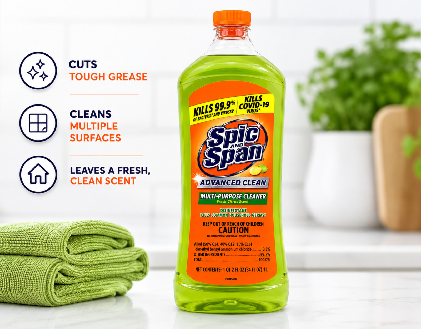 Spic and Span Citrus Multi-Surface Floor Cleaner 34 oz 3 Pack