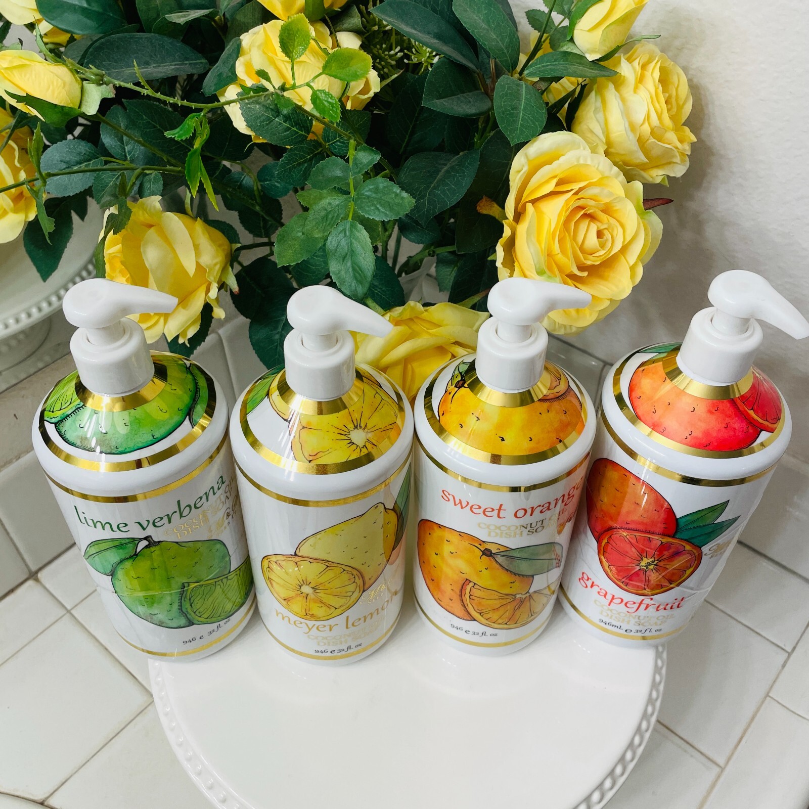4X Home & Body Co Meyer Lemon Lime Verbena Sweet Orange Grapefruit Gel Dish Soap