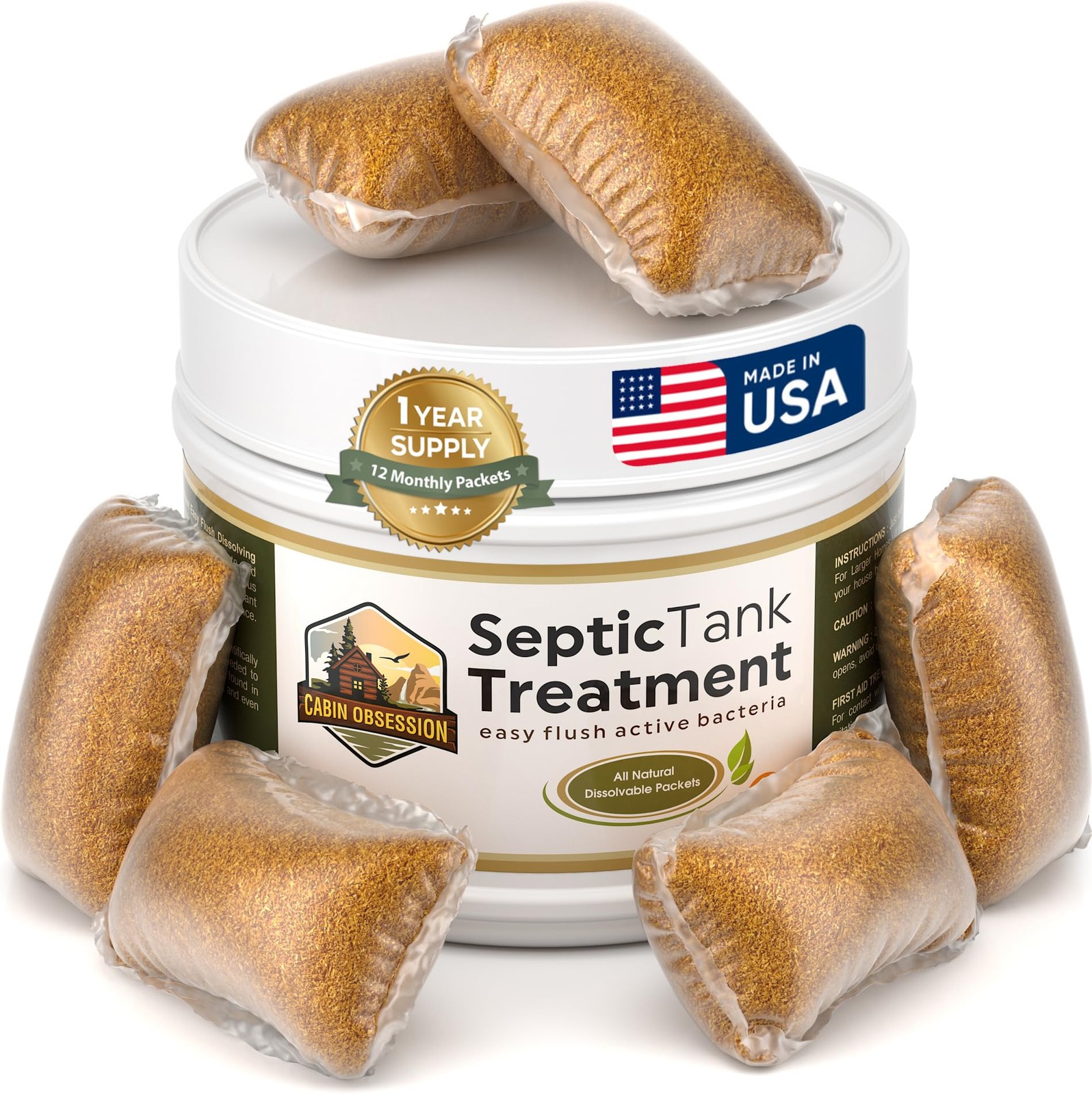 Septic Tank Treatment – 1 Year Supply of Septic Safe Dissolvable Easy Flush L…