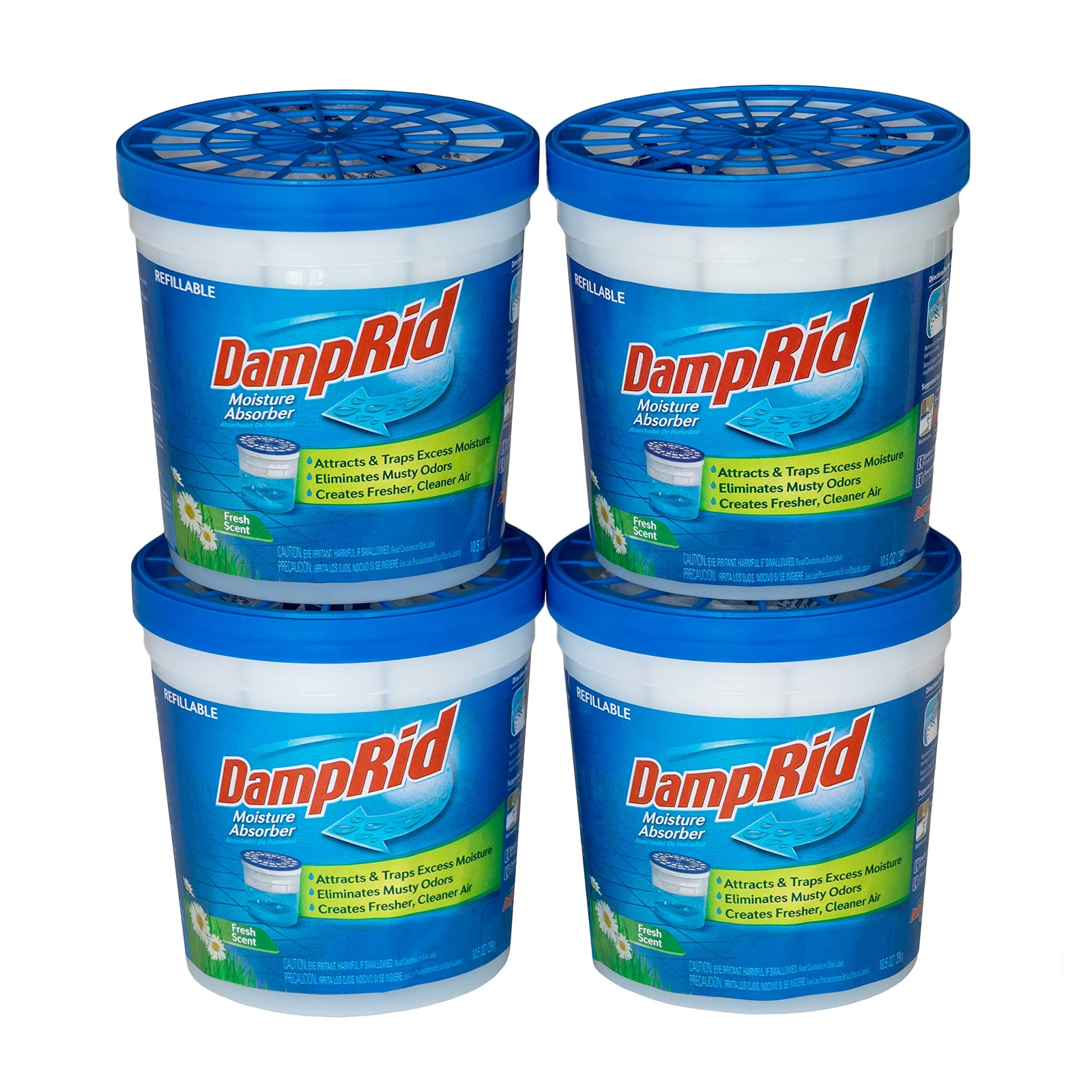 DampRid 10.5oz Moisture Absorber Cups 4 Pack Eliminates Odors Fresh Air
