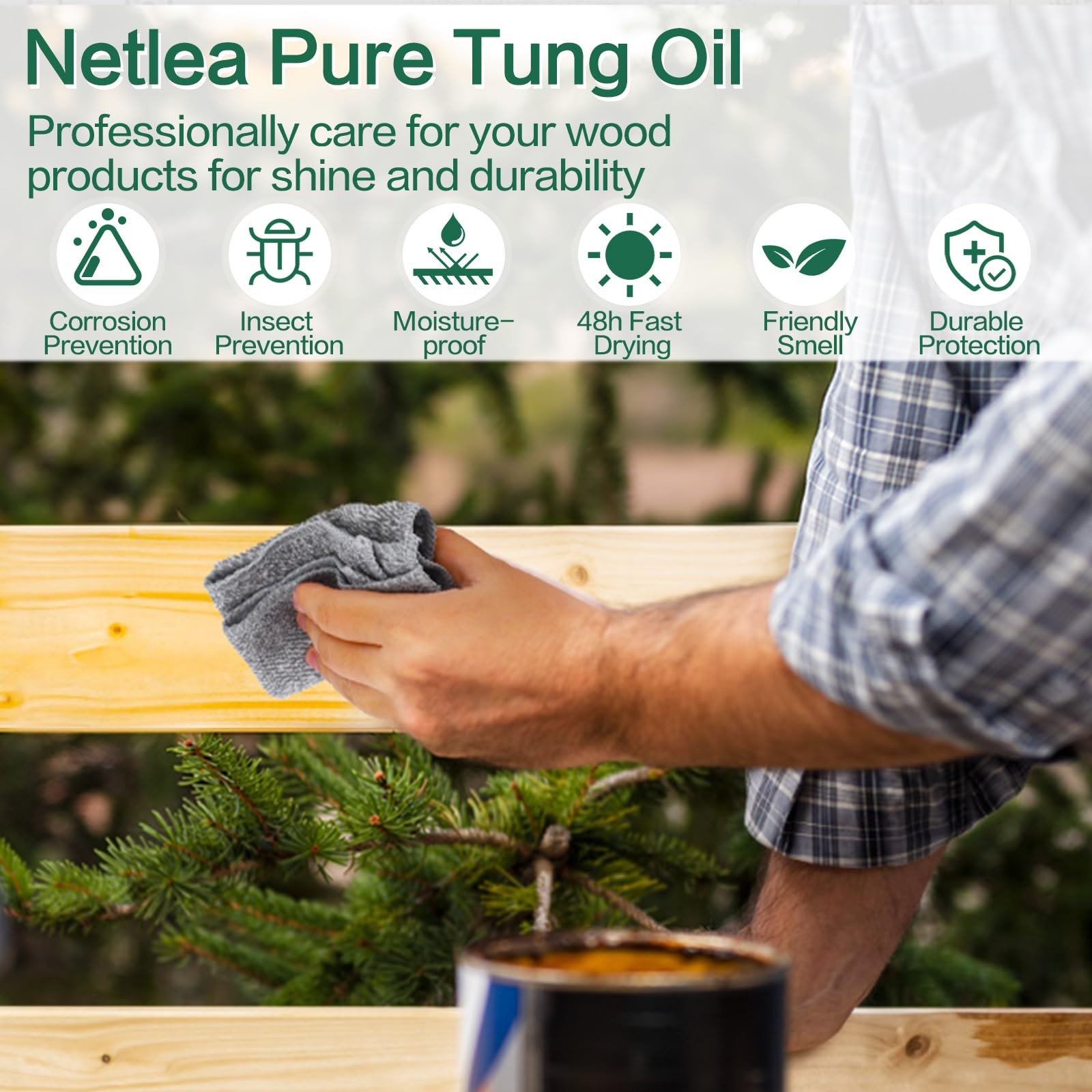 32oz Pure Tung Oil With A Soft Towel For Wood Finishingfood Safety For Furniture