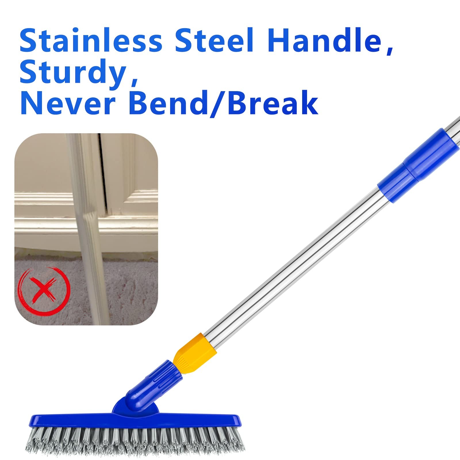 2 Pack Grout Brush with Long Handle, 56.5” Swivel Grout Cleaning Brush,V-Sha…
