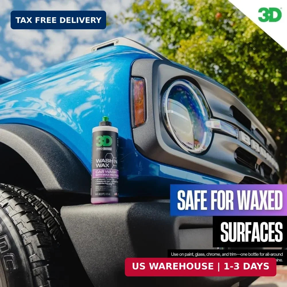 3D Wash N Wax Car Wash Soap – pH Balanced, Easy Rinse, Scratch Free Soap with Wa