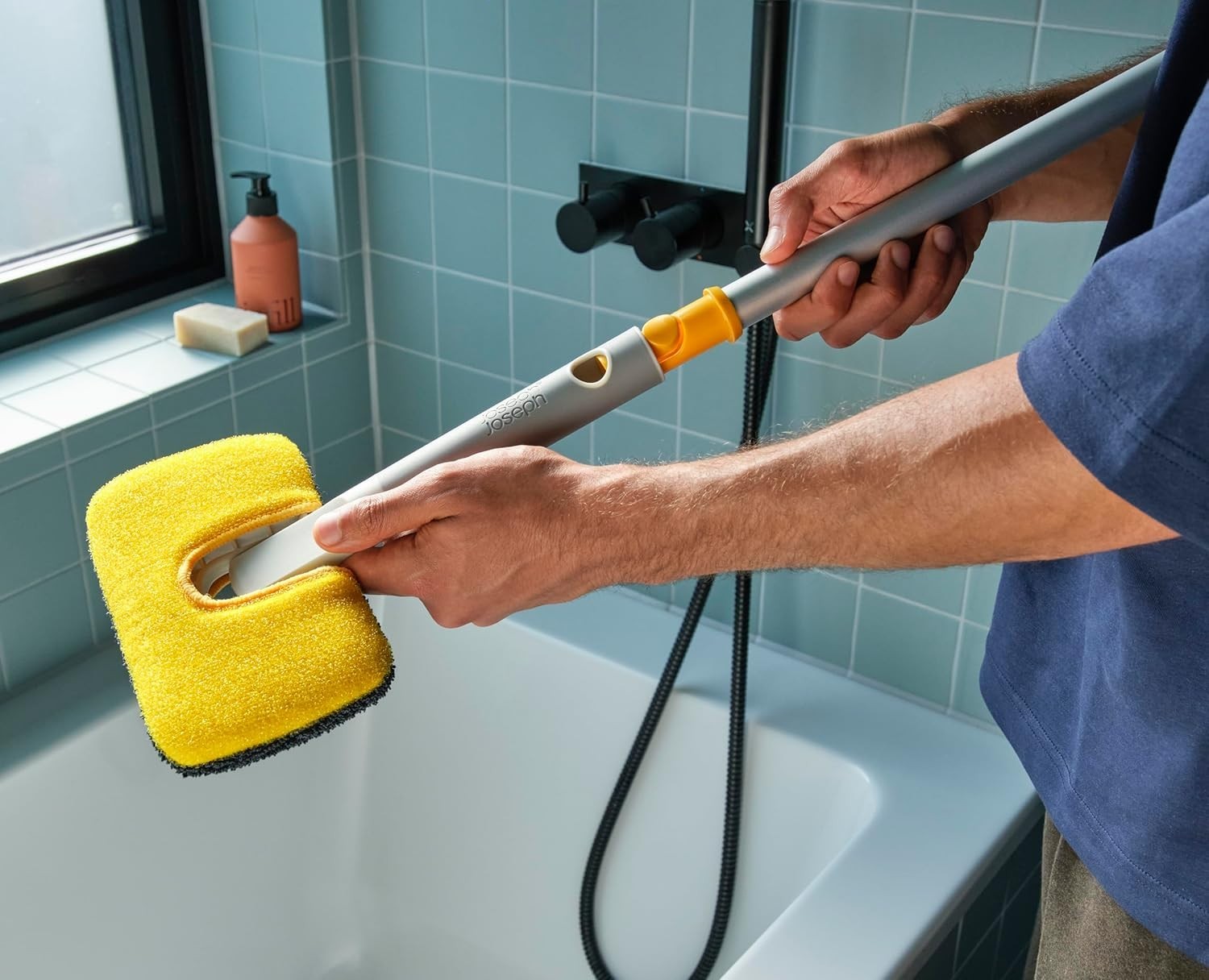 6 Pc Cleaning Set Telescopic Pole Glass Tile Grout Duster Extension