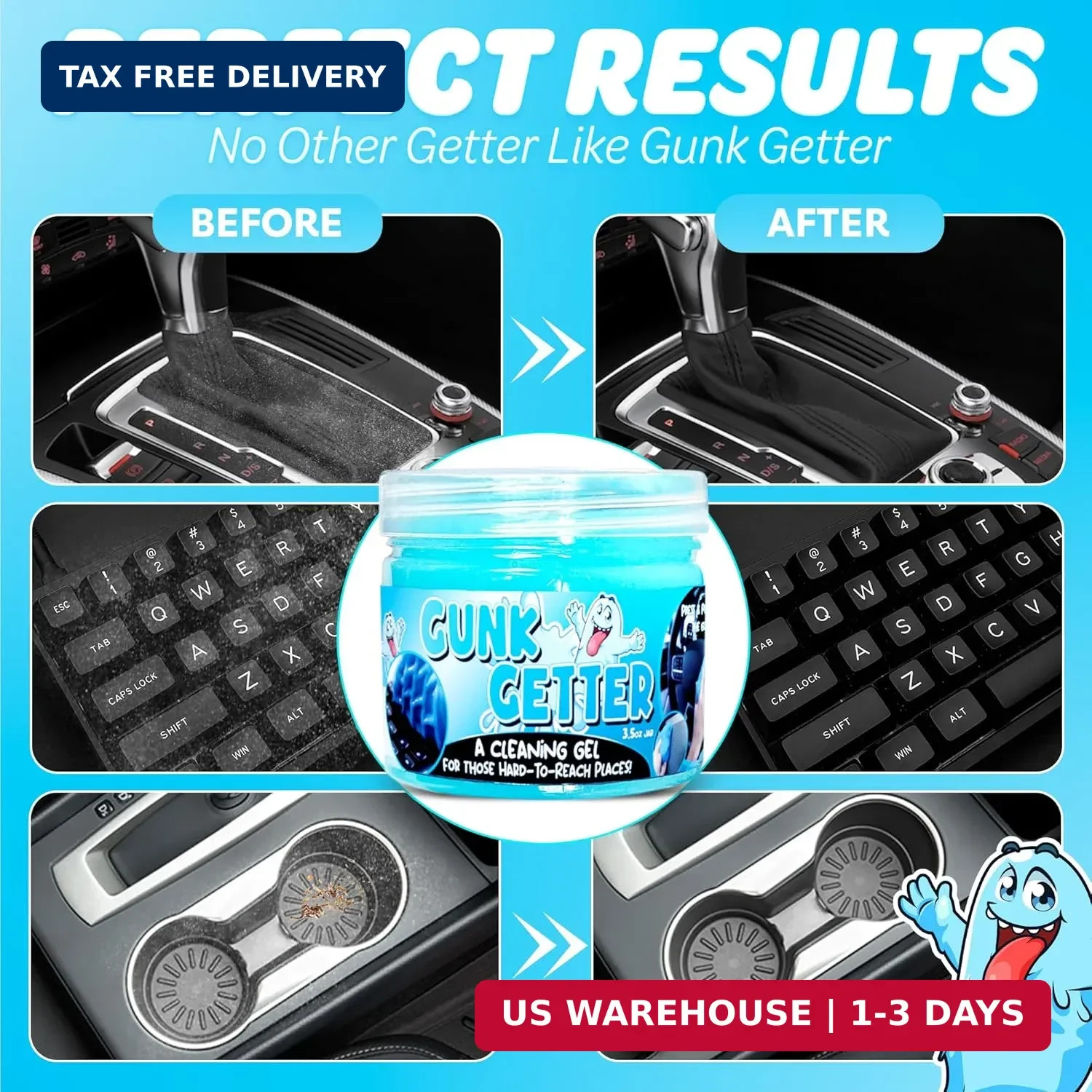 12 Pack Car Cleaning Gel Dust Remover Putty Auto Interior Keyboard Cleaner 70g
