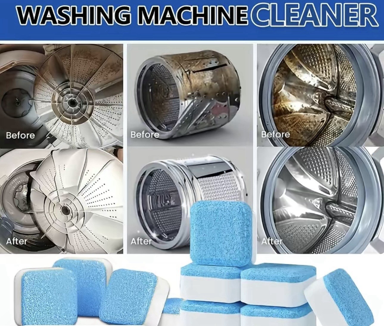 AGICEA Washing Machine Cleaner Tablets 24ct Lemon Deodorizes No Residue