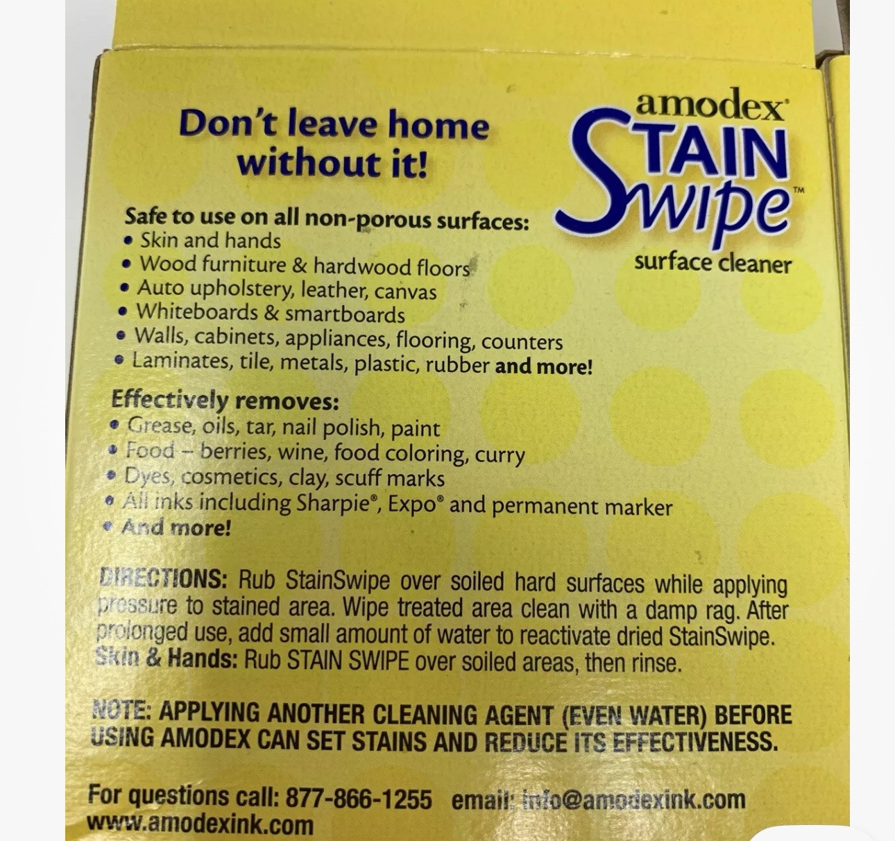 Amodex Stain Swipe Surface Towelettes Whiteboard Cleaner Removes Marker Dye Ink