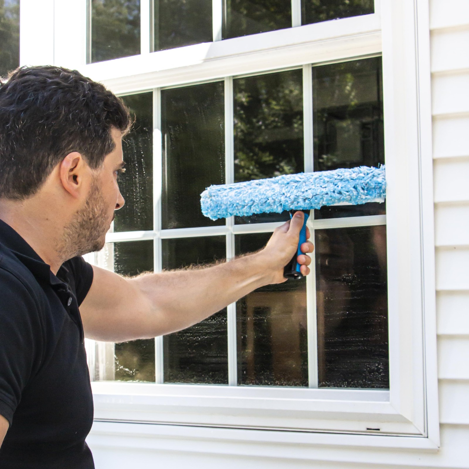 Professional Connect and Clean 2-in-1 Squeegee and Scrubber, 10” Window Clean…