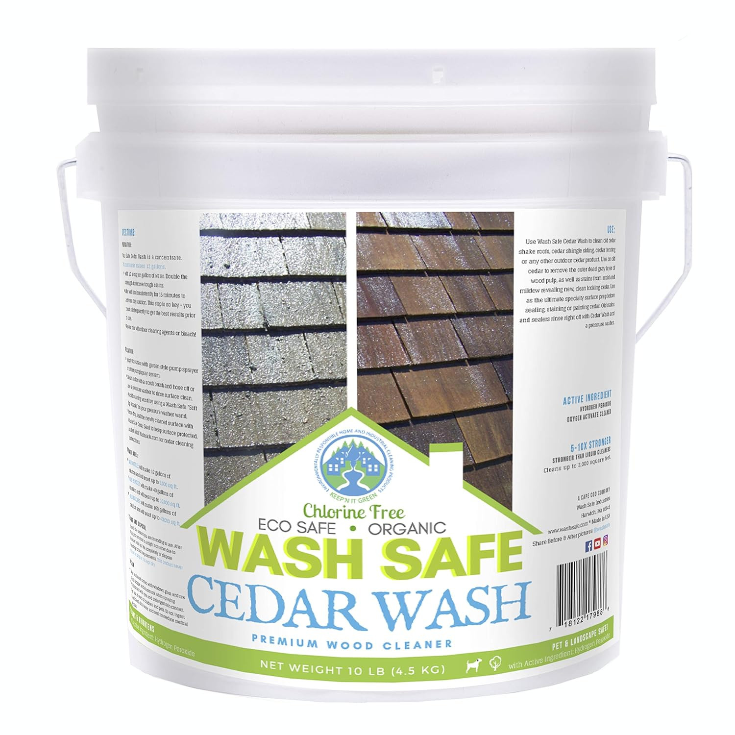 CEDAR WASH Eco-Safe and Organic Wood Cleaner, 10 Lb. Container, Clear (WS-CW-10L