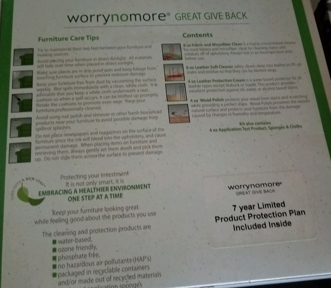 NEW WORRYNOMORE Furniture Cleaning & Protection Kit Microfiber Leather Wood
