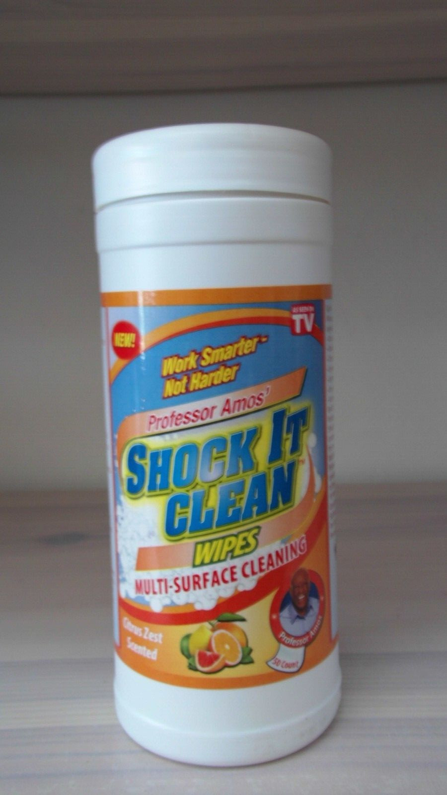 Professor Amos, Shock-It-Clean, Multi Purpose Cleaner Wipes 50 ct Citrus Zest