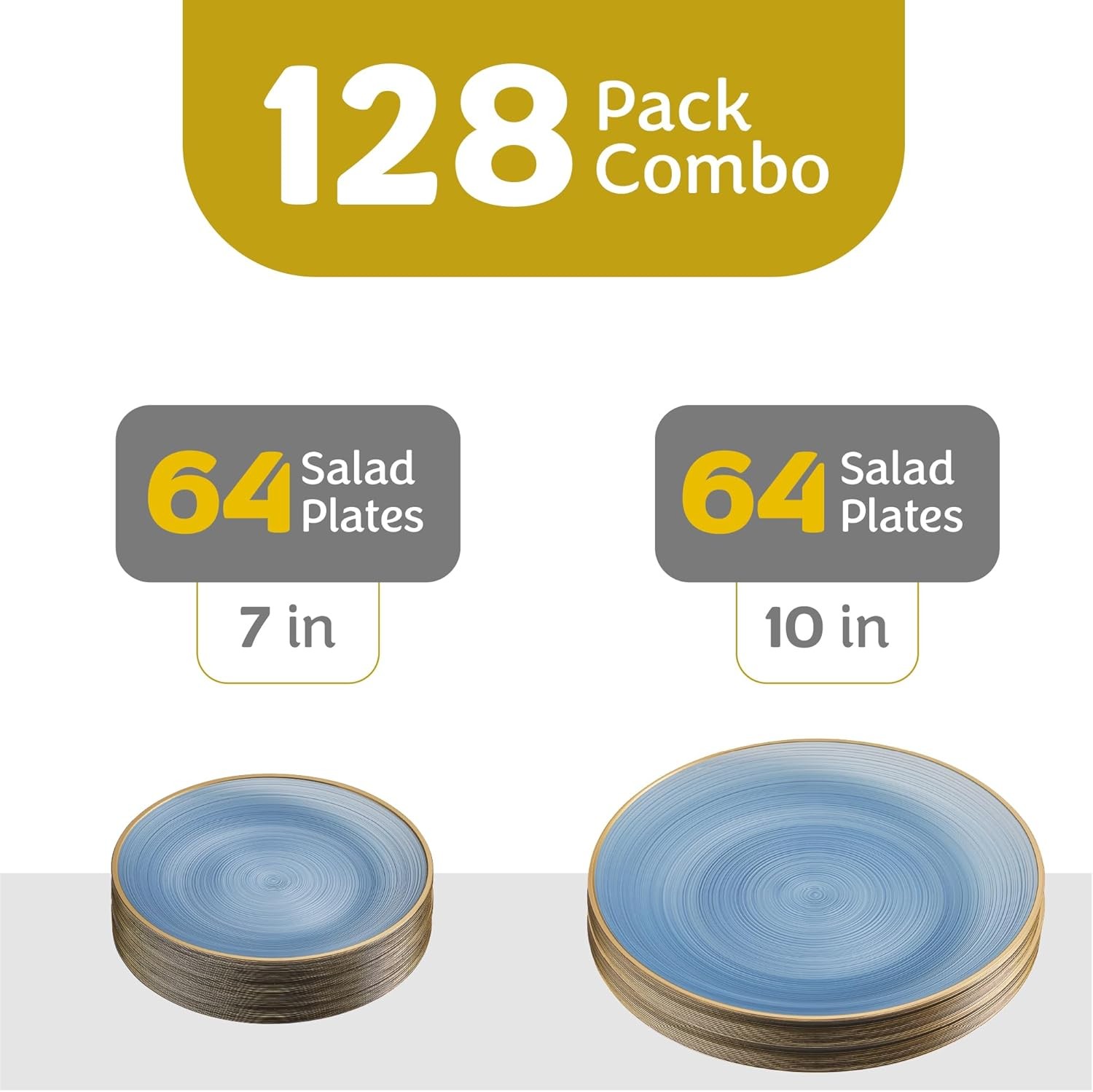 PLASTICPRO 128 Pieces Crystal Design Plastic Plates Combo Pack 7 inch and 10 i
