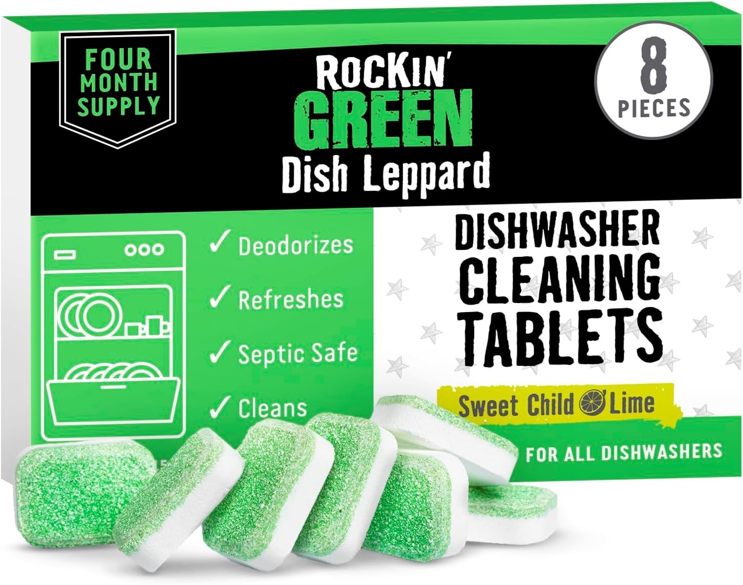 Dishwasher Cleaner Tablets (8 Pack) – Septic Safe Dishwasher Cleaning Tablets