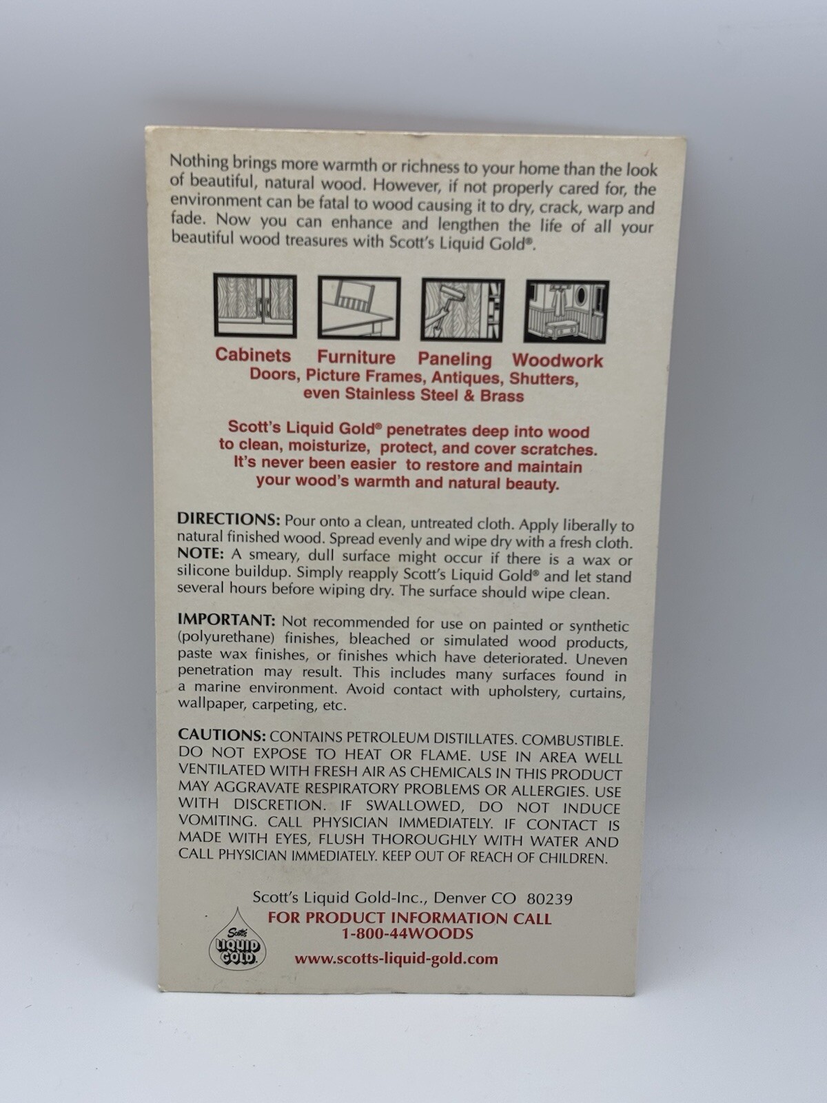 Vintage Scott’s Liquid Gold Salesman Sample 0.5 Oz Cardback New Unused Wood